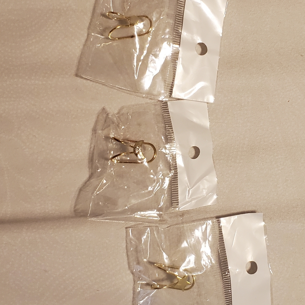 3 Earrings Ear Cuffs Gold Color